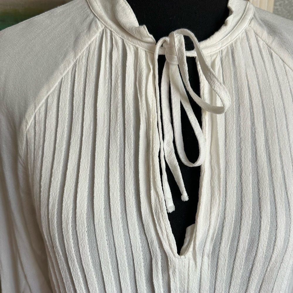H&M White Long Sleeve Pleated Midi Dress Size 6 - Picture 6 of 17